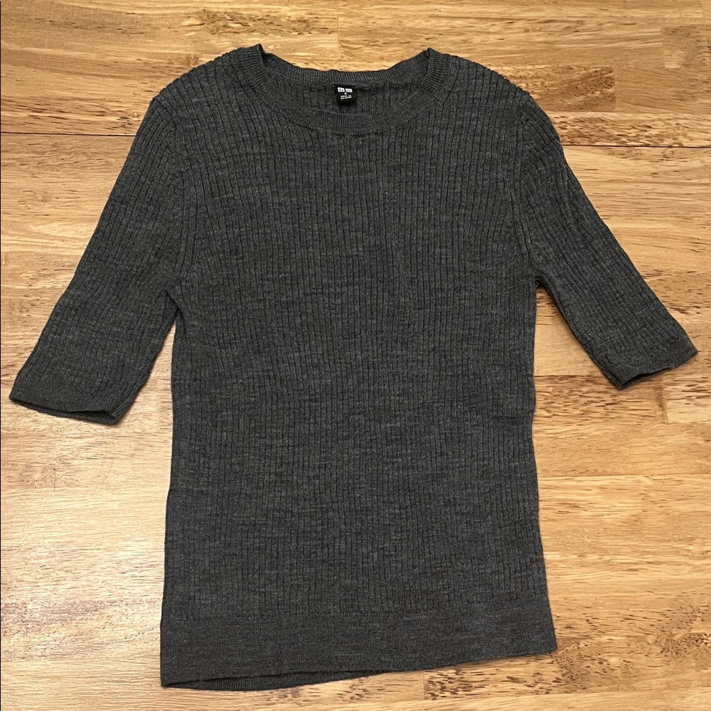 Uniqlo Charcoal Ribbed  Wool Sweater